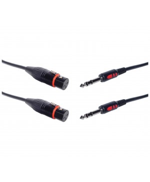 Redback 2 x Microphone Cables 1.5m 3 Pin Female XLR To 6.35mm Jack TRS • P0750