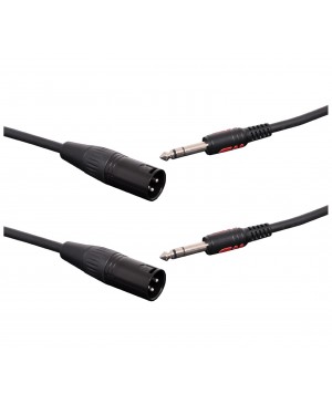 Redback 2 x Microphone Cables 10m 3 Pin Male XLR To 6.35mm Jack TRS • P0760 •