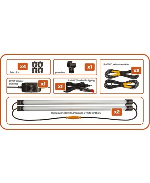 Hard Korr Camp Light Kit, 2x48cm Orange, White LED Bar Strips TLC100 CAMPKITOW2D