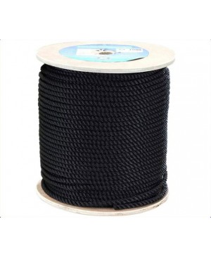 Black Polyester 3 Strand Rope,12mm,2800kg BS,100m Roll TRA210