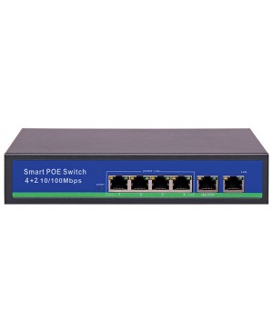 4 Port + 2 Link Ports PoE 10/100 Switch For IP Camera Systems DE4212A