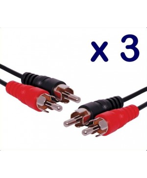 CLEARANCE: 3 Audio Patch Leads, 2 RCA to 2 RCA Male, 5.0m Cable • P6214