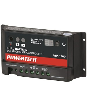 Powertech 12/24V 10A Dual Battery PWM Solar Charge Controller, LED Ind. MP3760