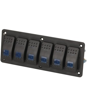 6 Way Illuminated Blue Rocker Switch Panel SZ1925